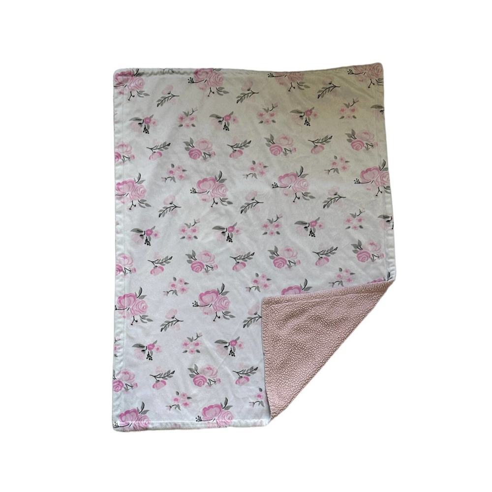 HB Hudson Baby Pink White Floral Flowers Roses Baby Kids Lovey Security Blanket